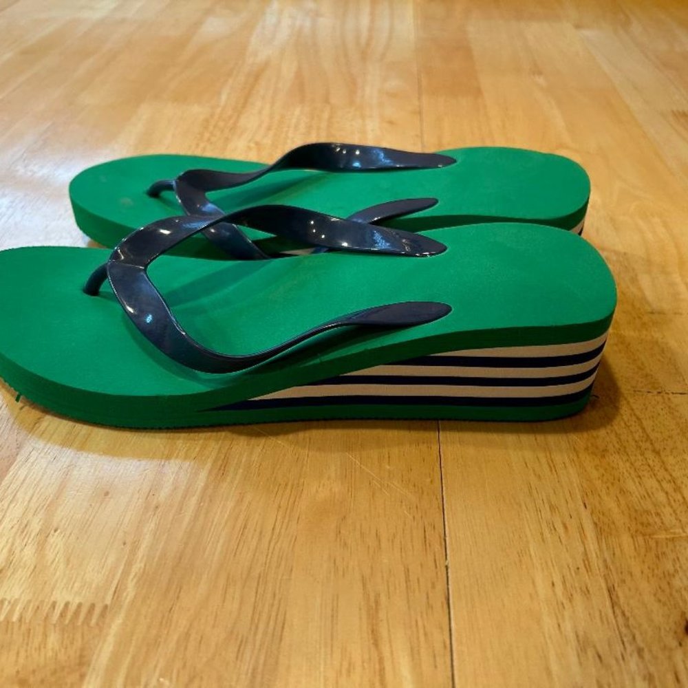 Navy Blue & Green "Nautical" Wedges -- Size Large (9-10)